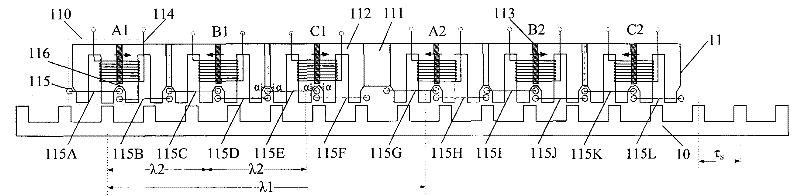 Complementary modular hybrid excited linear motor