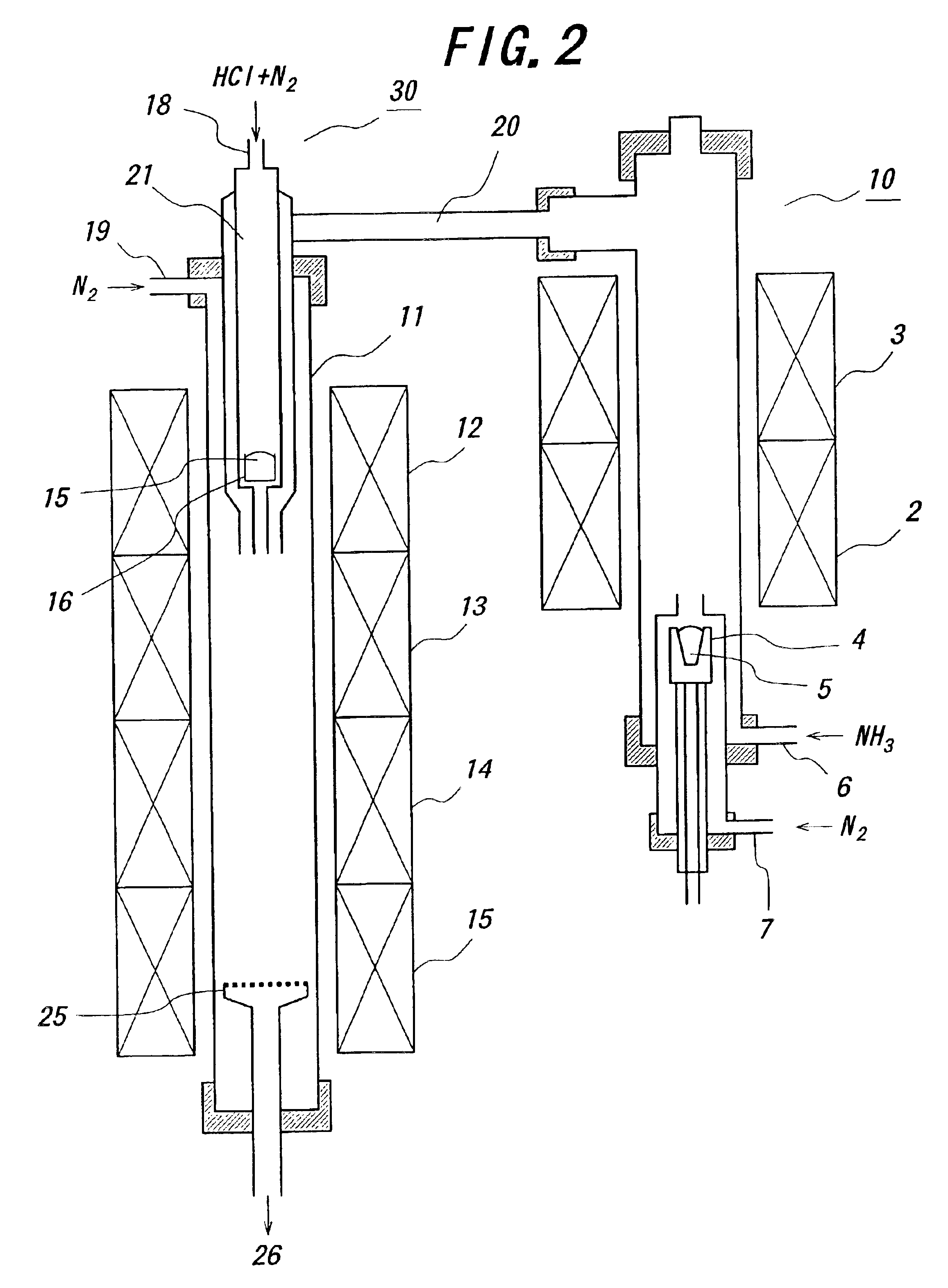 Method for producing powders made of gallium nitride and apparatus for producing the same