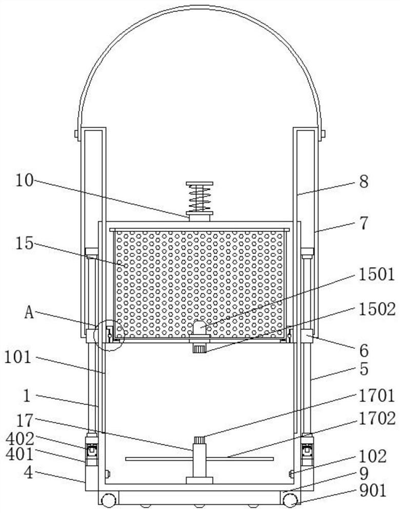 A multifunctional mop bucket with adjustable and quantitative placement of disinfectants