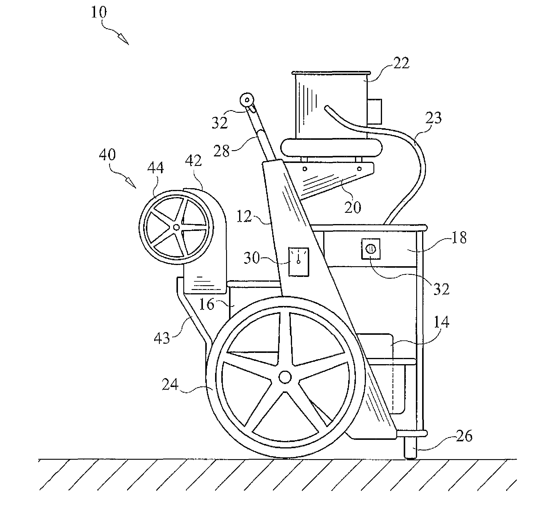 Self-propelled pool service cart with sulky