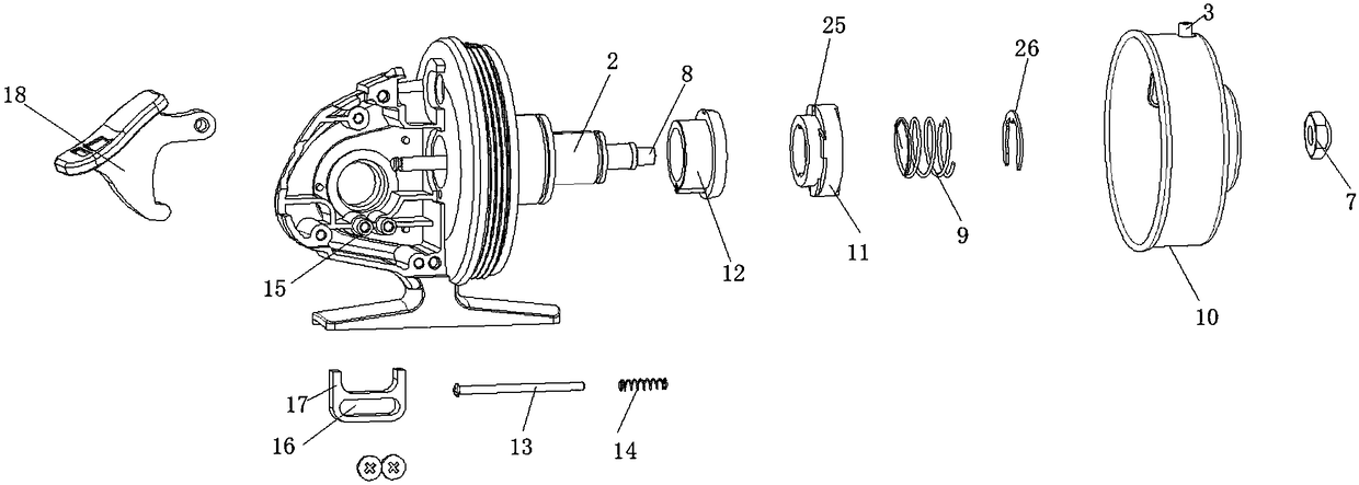 Closed fishing line reel casting mechanism