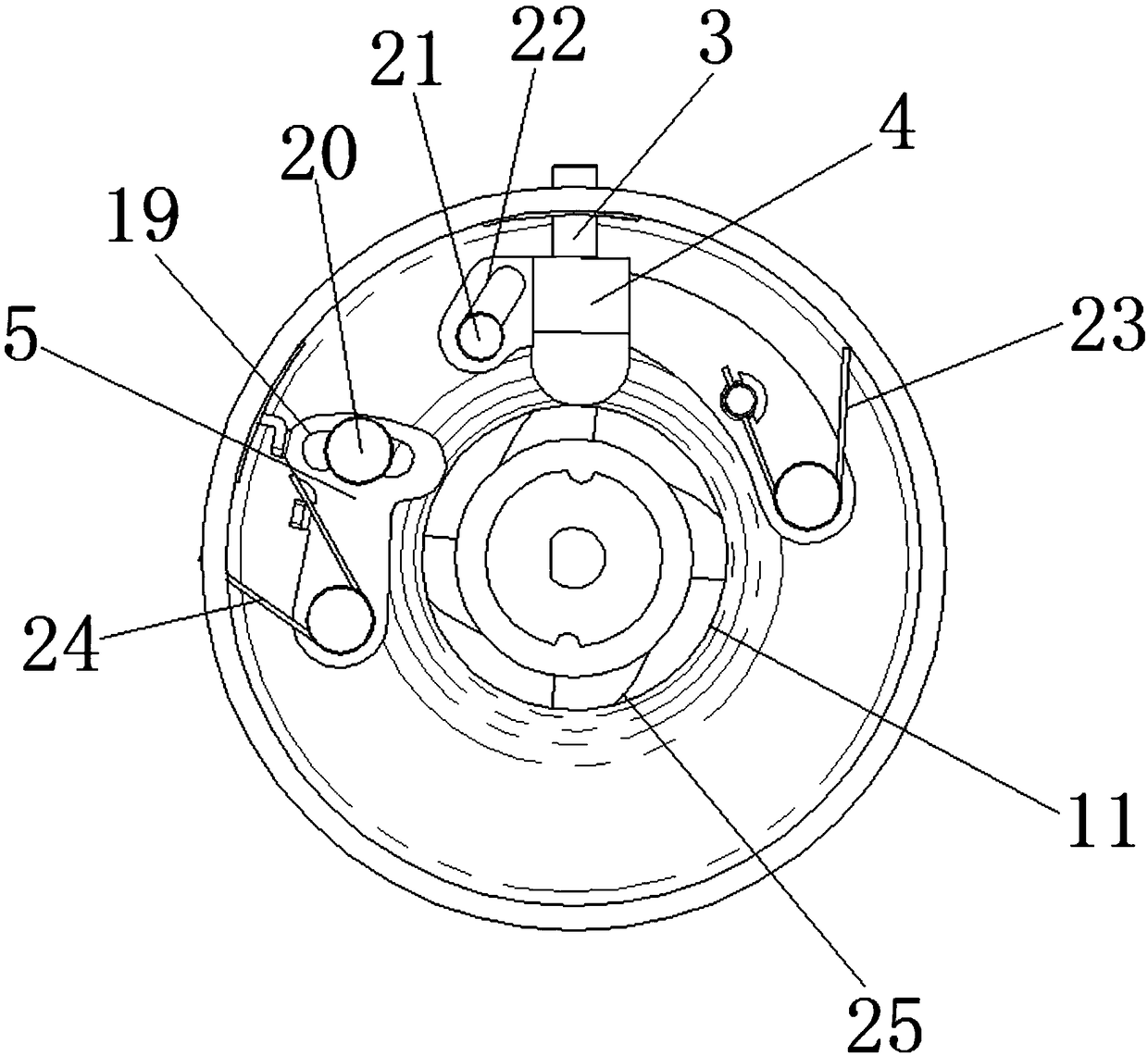 Closed fishing line reel casting mechanism