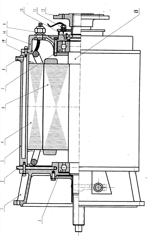 Water-cooled asynchronous motor for hybrid vehicle