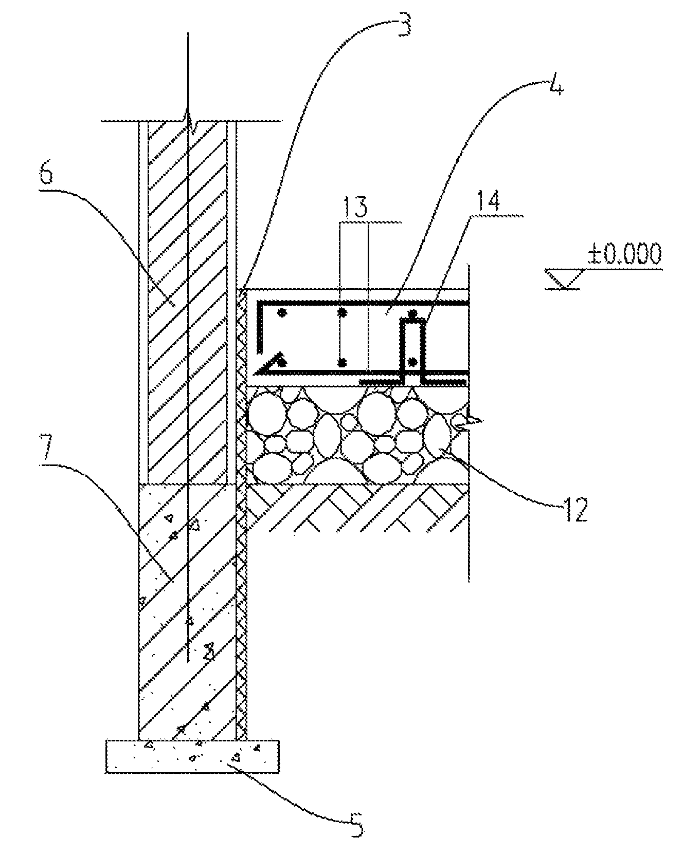 Connection structure for blocking settlement of ground