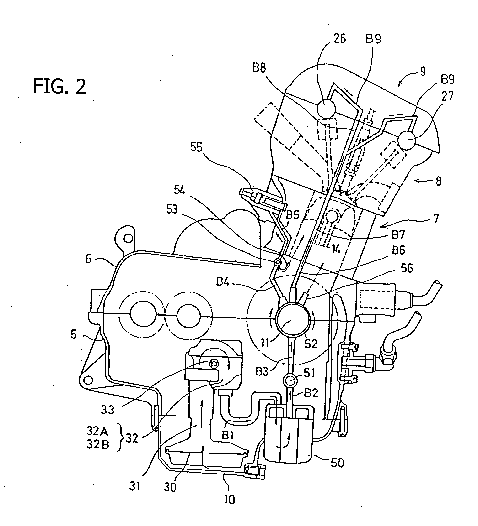 Cylinder head cooling structure for an internal combustion engine, including an oil temperature sensor and an oil temperature control system