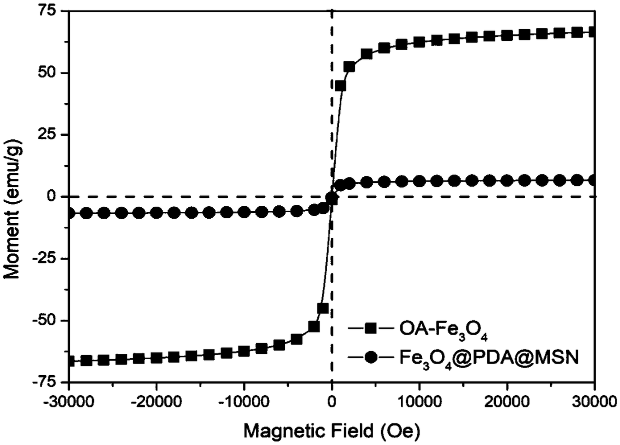 PH (potential of hydrogen) responsive magnetic meso-porous silicon nano-particle drug controlled release system and preparation method thereof