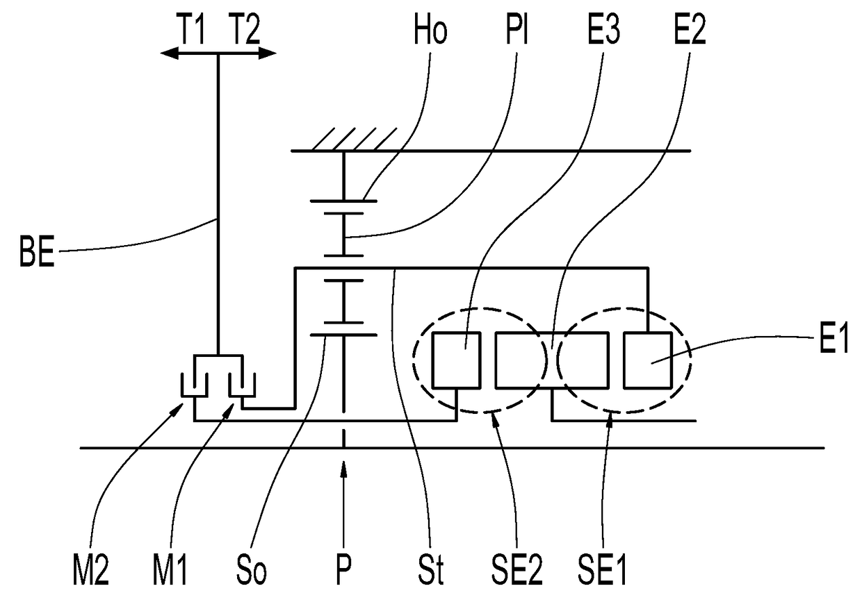 Device for Switching a First and Second Switching Element, and Transmission Comprising Such a Device