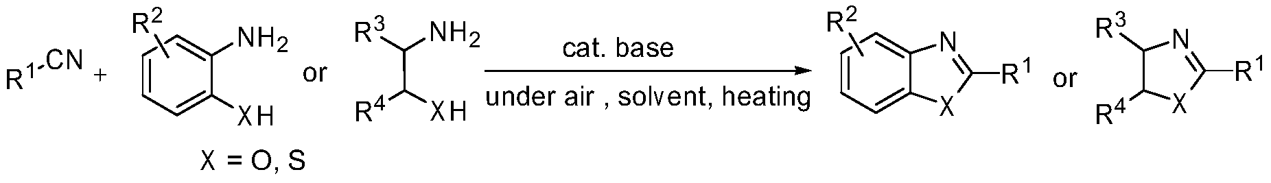 Green method for preparing heterocyclic compounds from nitriles