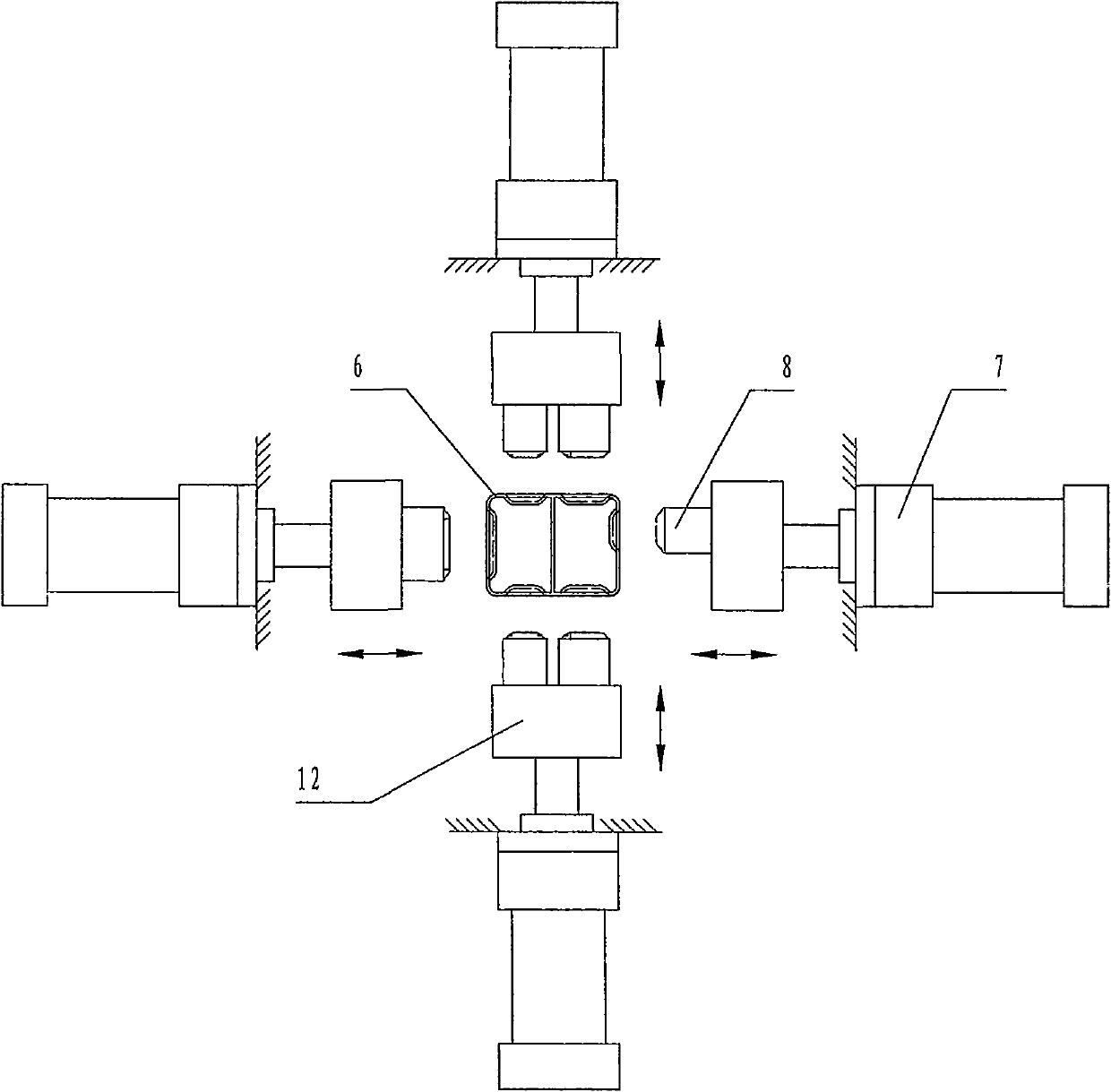 Punch forming device of guide grooves of energy-absorbing box of automobile anti-collision rod