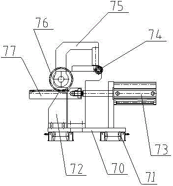 Automatic conveyer for middle beam sheet metal part of kitchen cabinet