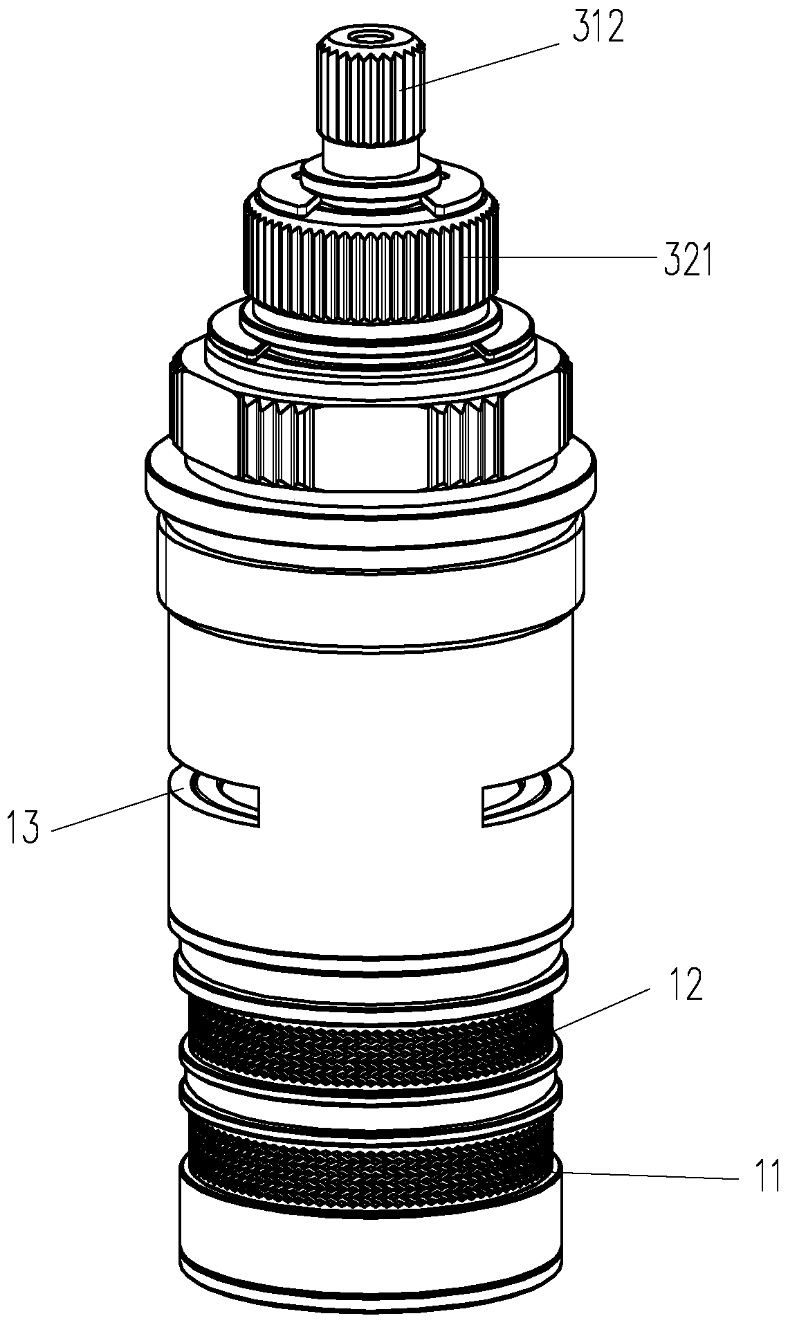 Double handle coaxial temperature control valve core