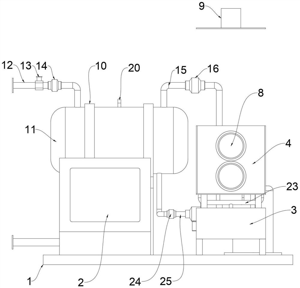 Bucket pump liquid supply distributed direct-cooling condensing unit for industrial VOCs tail gas recovery