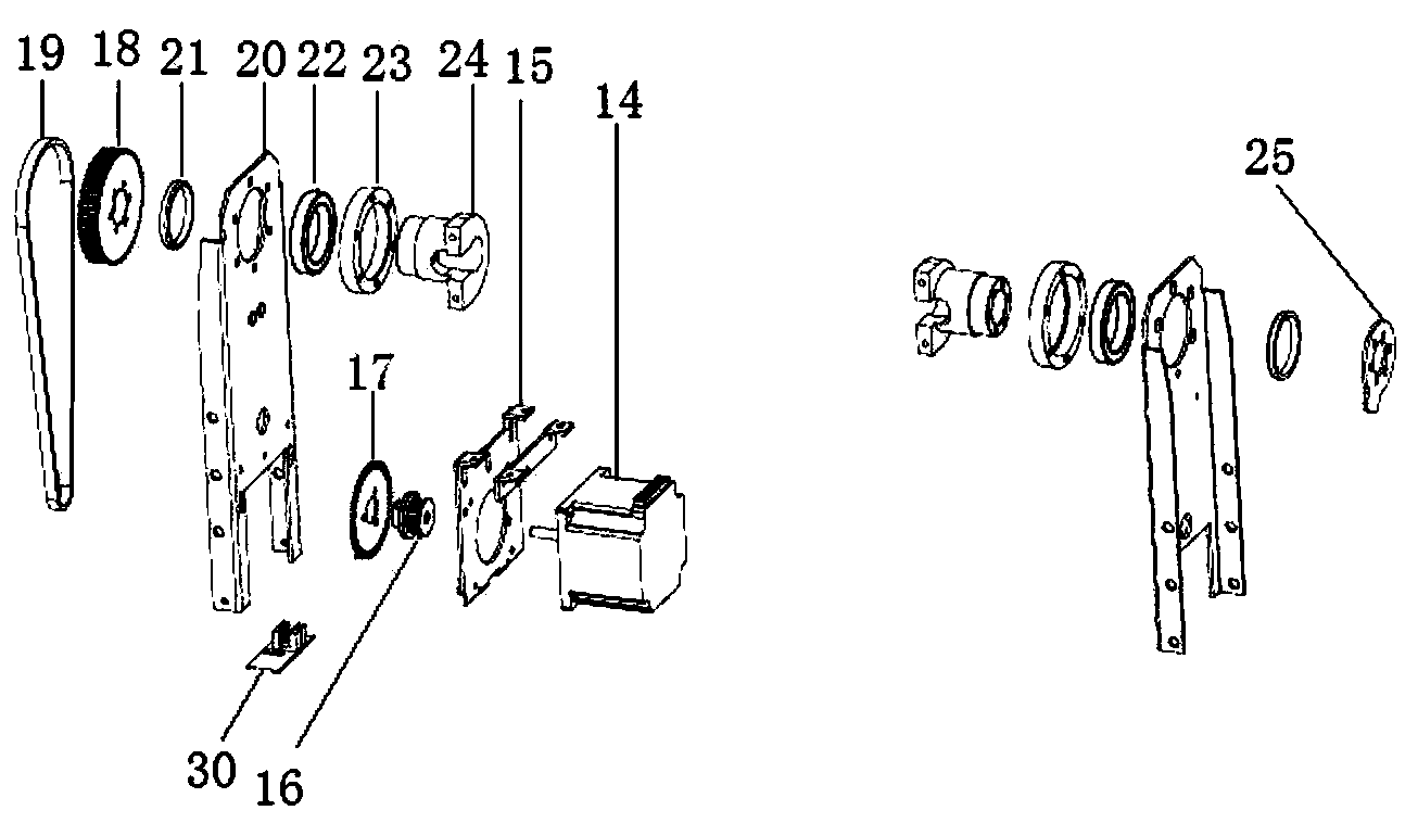 Cradle head device for X shaft and Y shaft of LED head-moving lamp