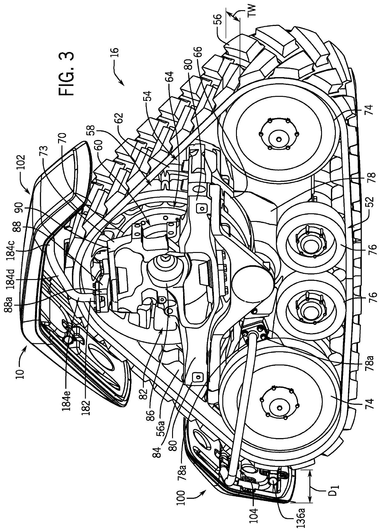 Front fender assemblies for a work vehicle