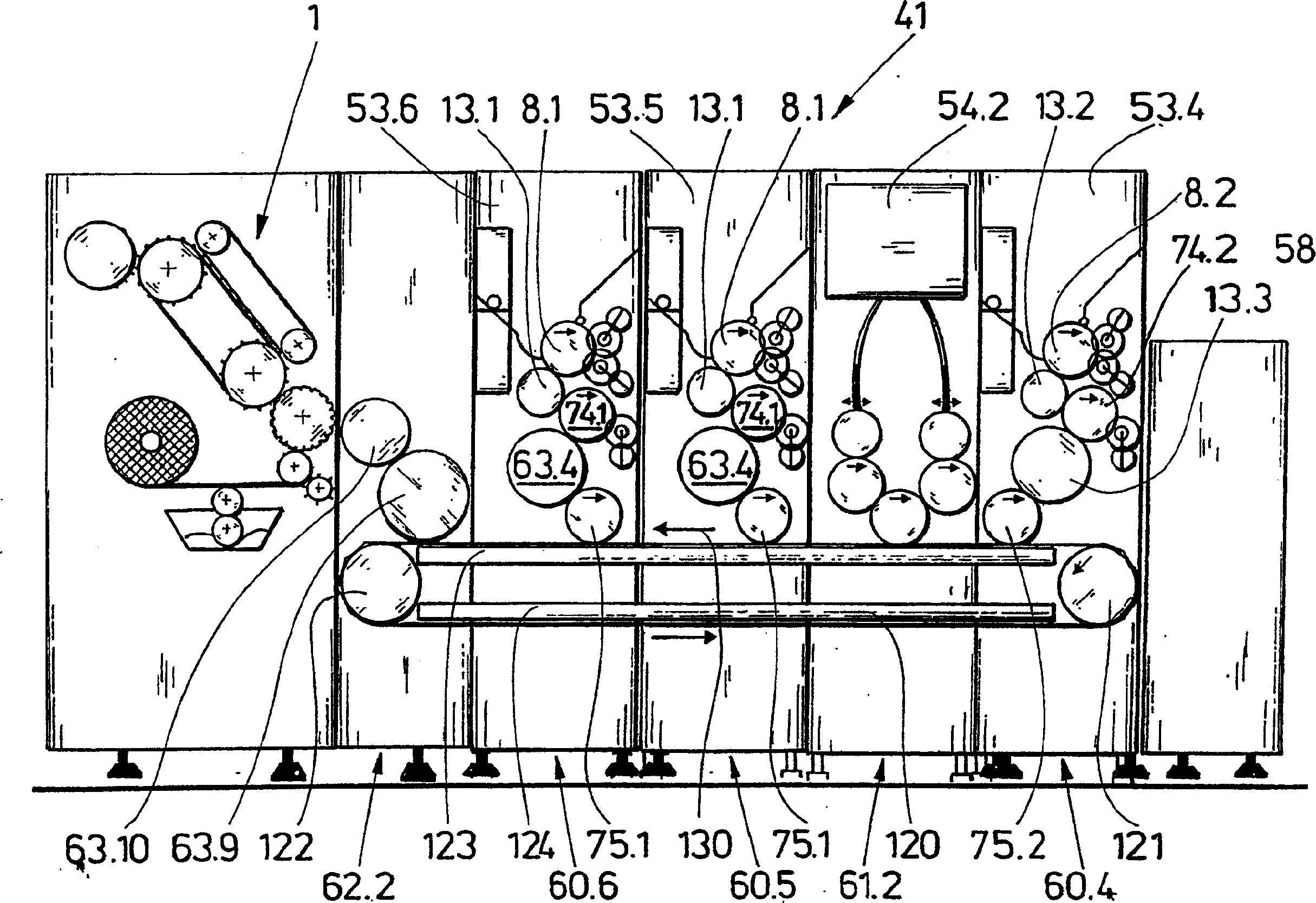 Device for wrapping groups of filter segments with a wrapping material for producing multi-segment filters of the tobacco industry and multi-segment filter production device