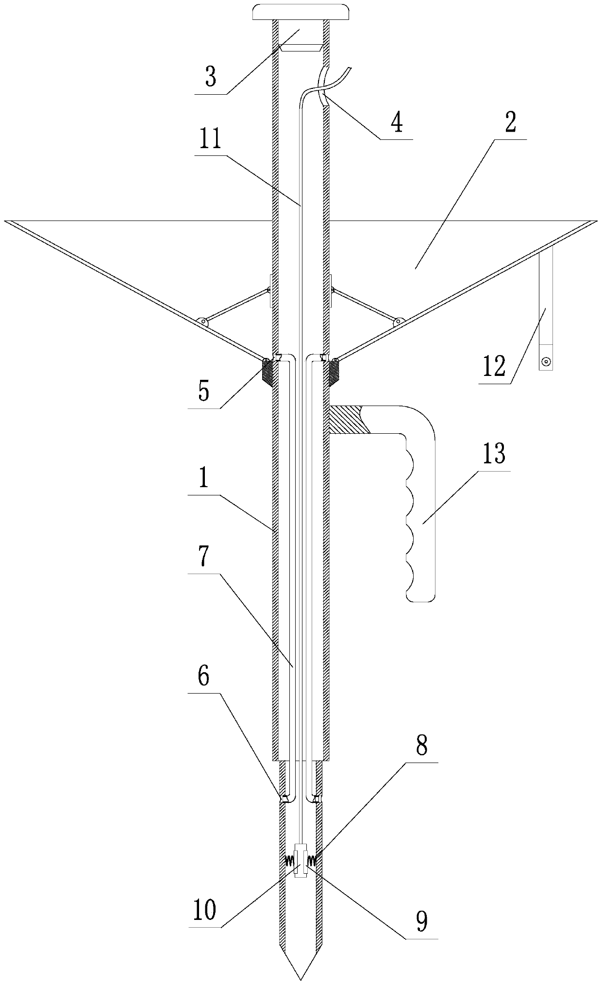 High-density resistivity method electrode suitable for open iron mine stope