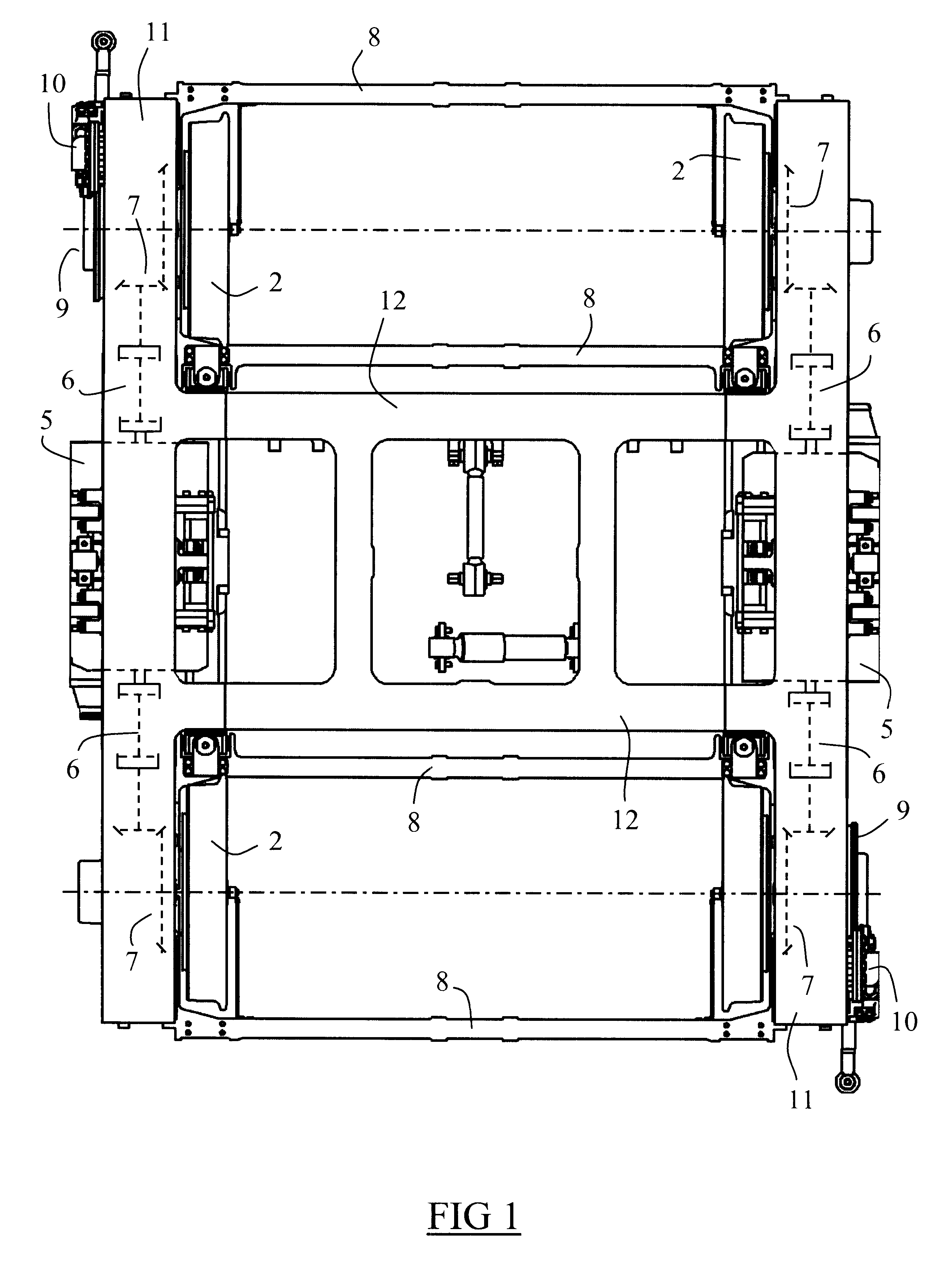 Motor bogie for a vehicle having an integral low-slung floor