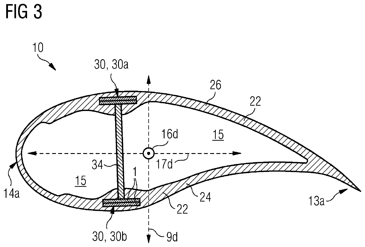 Pultruded fibrous composite strip with width and thickness tapered ends for wind turbine spar caps