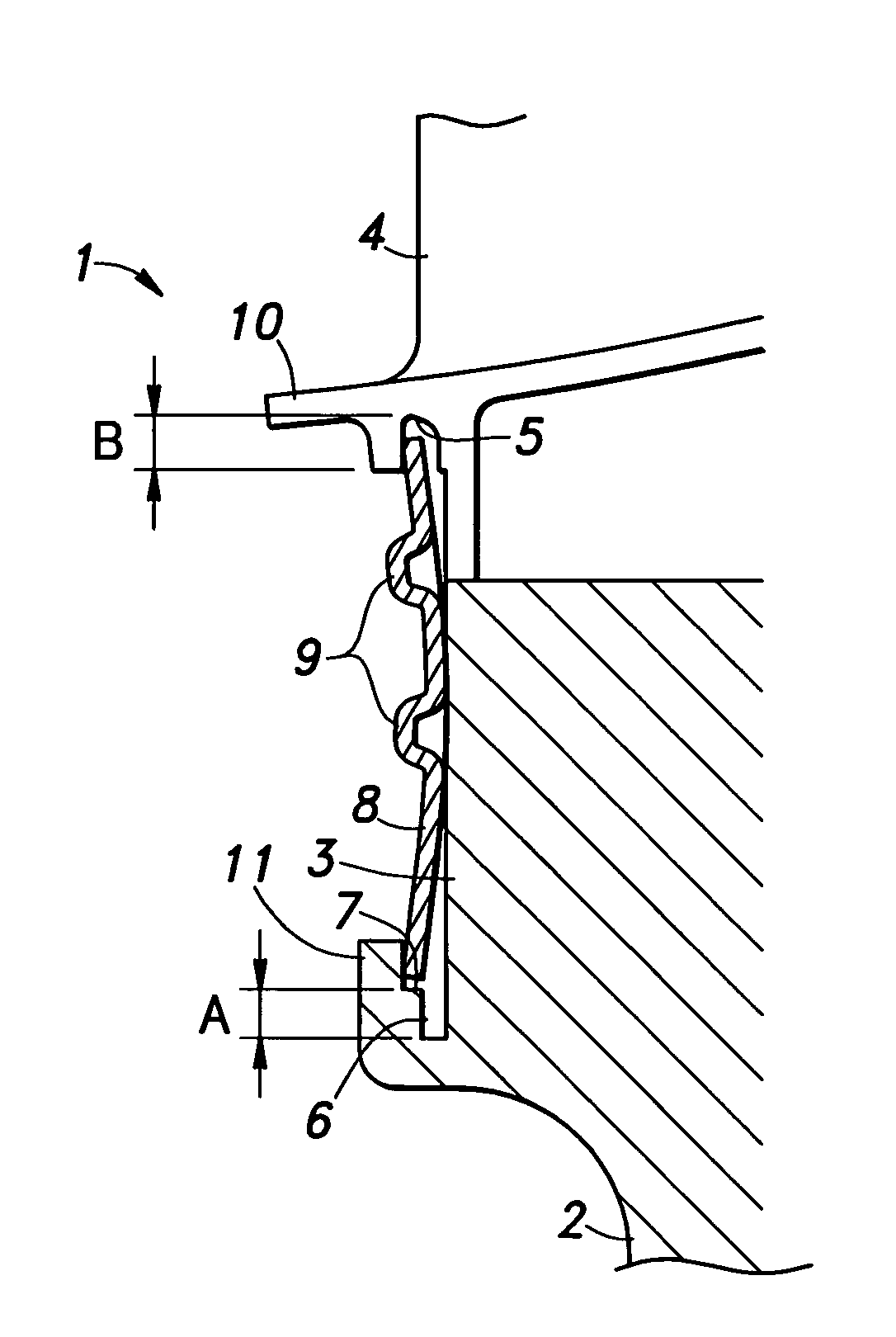 Sealing arrangement for an axial turbine wheel