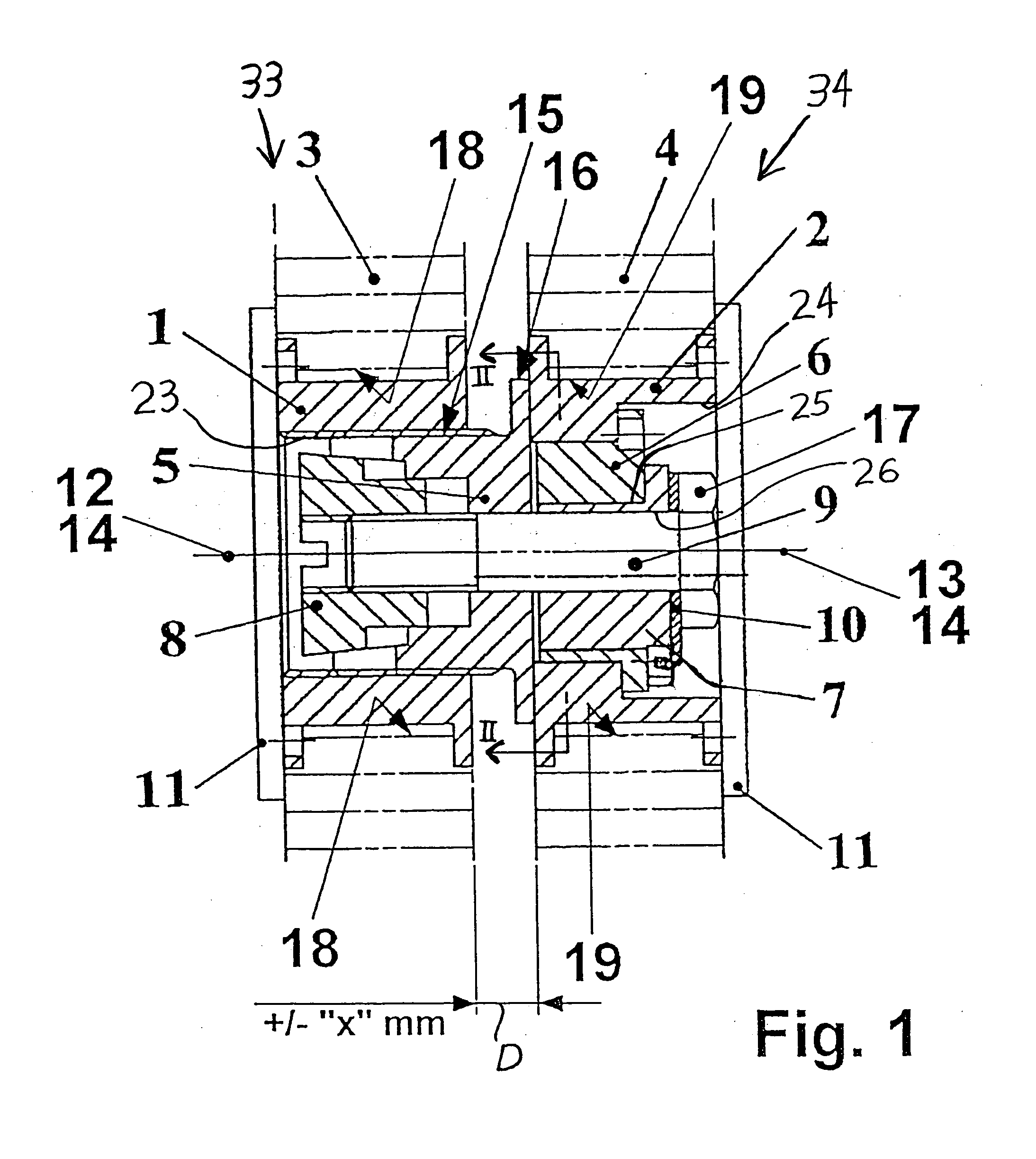 Bolted connection of two components with alignment compensation in three dimensions