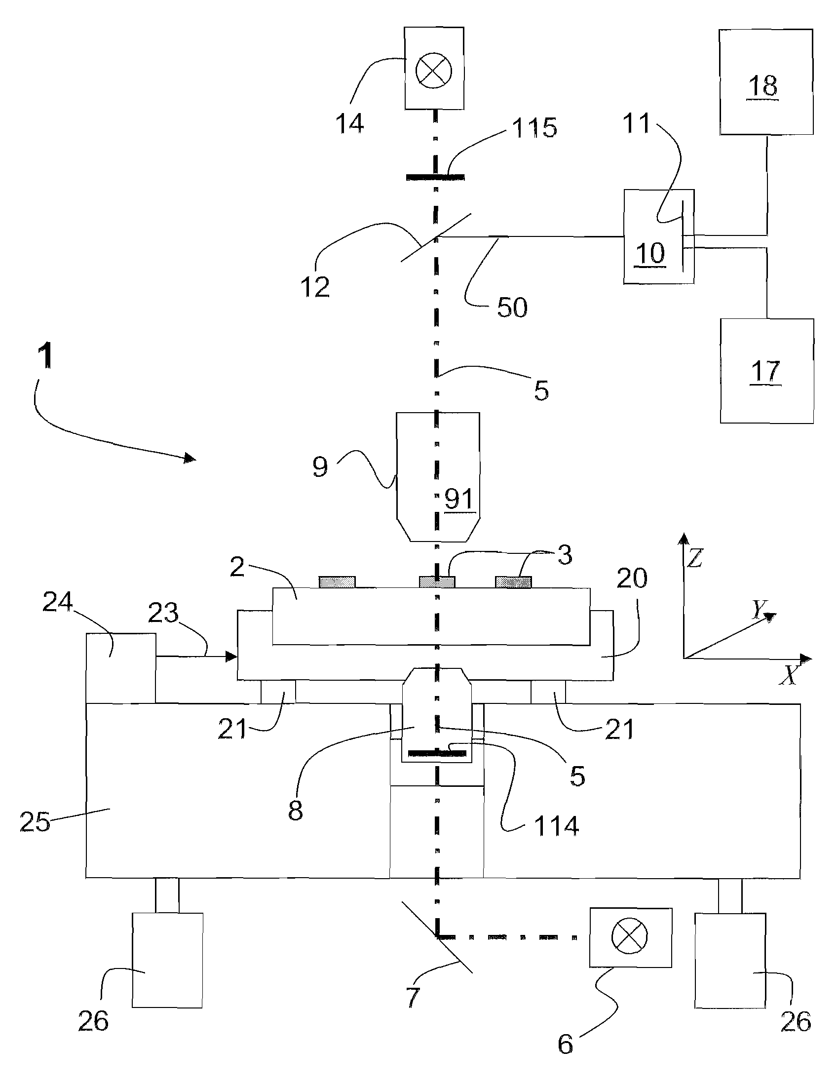 Apparatus and method for measuring structures on a mask and or for calculating structures in a photoresist resulting from the structures