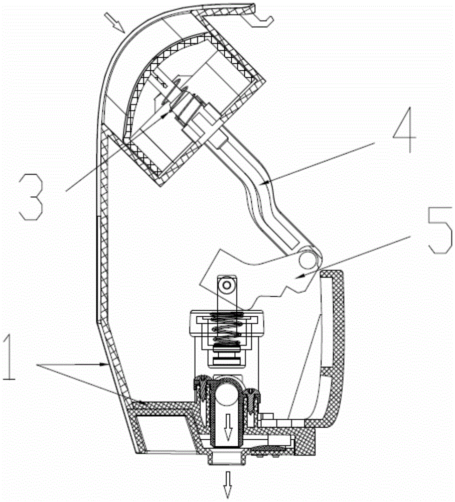 An anti-secondary pollution device for a water dispenser spout