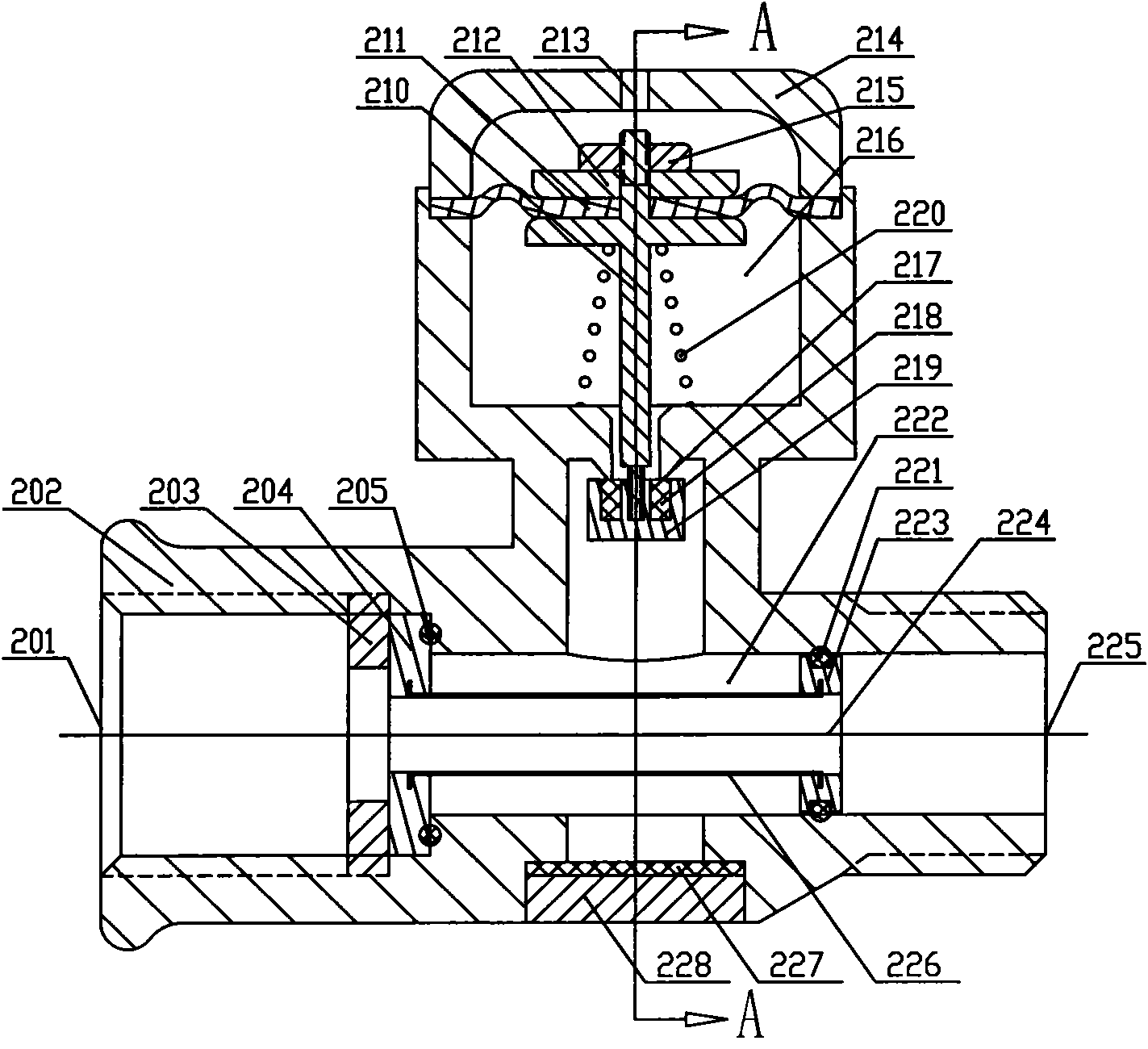 Pressure-limiting stop valve