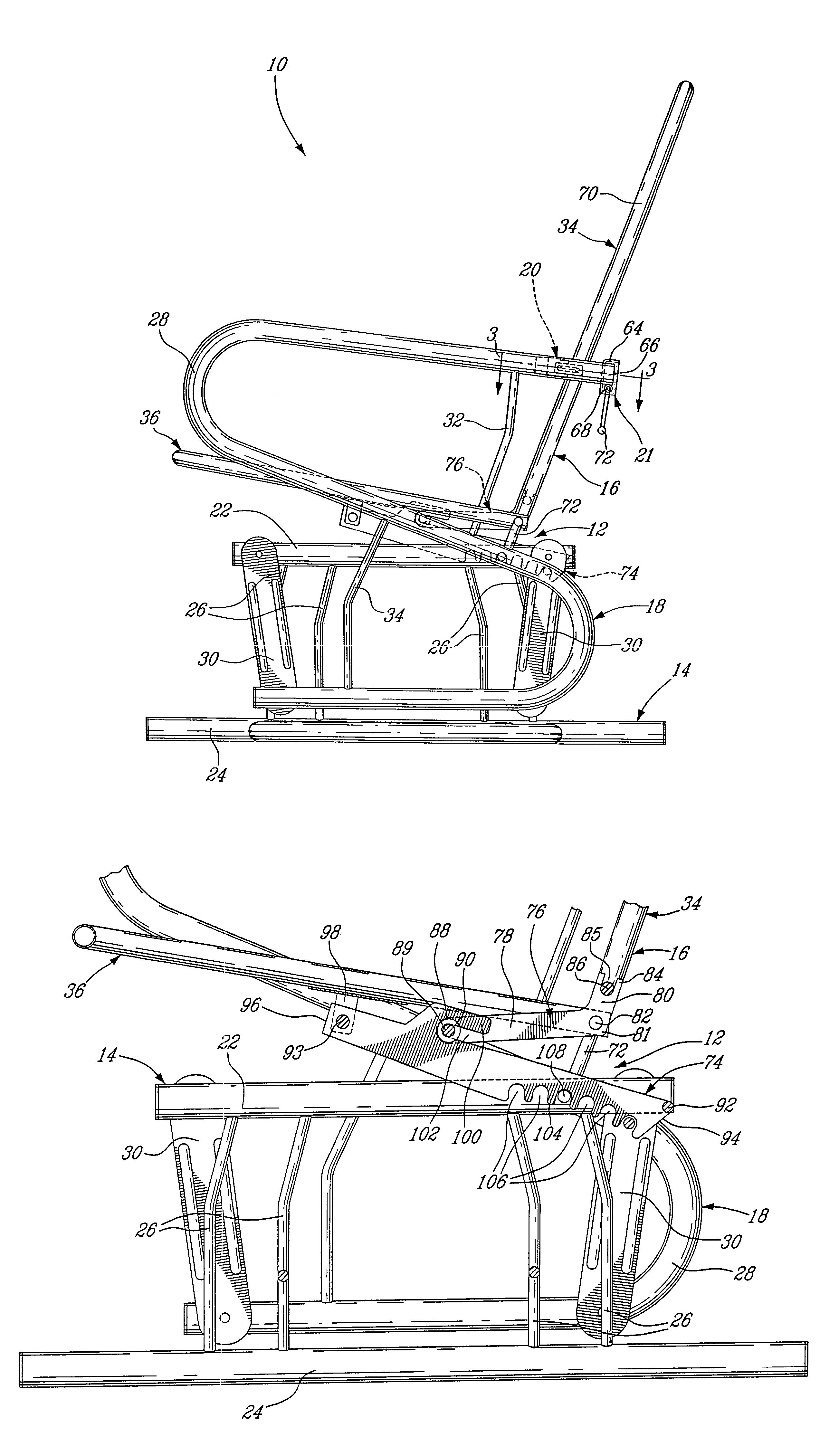 Rocking chair with automatic locking mechanism