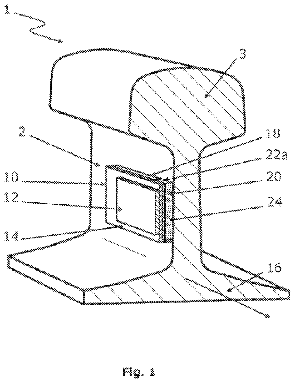 Sensor unit with fastening element for fastening to a structure