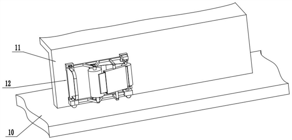 Device for paving waterproof coiled material of basement