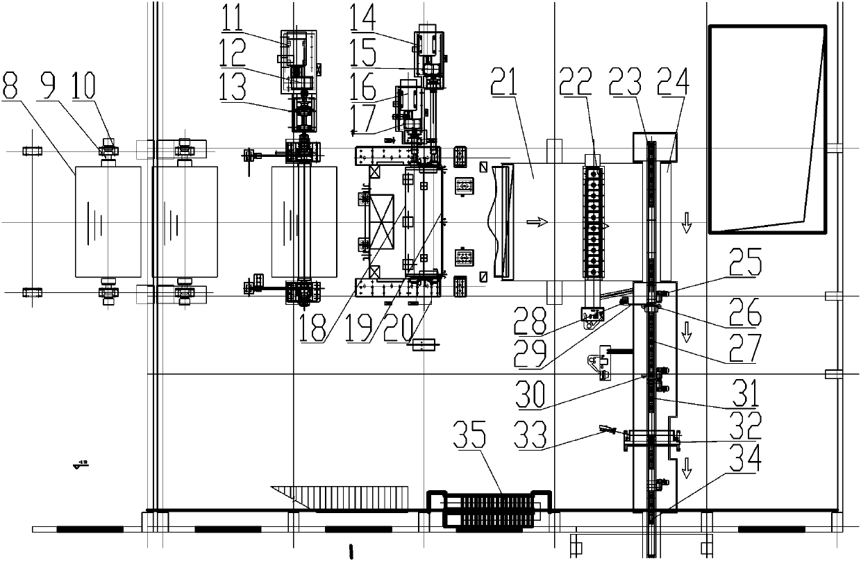 Wrapping paper rewinding and cutting and inkjet packaging production line and operation method