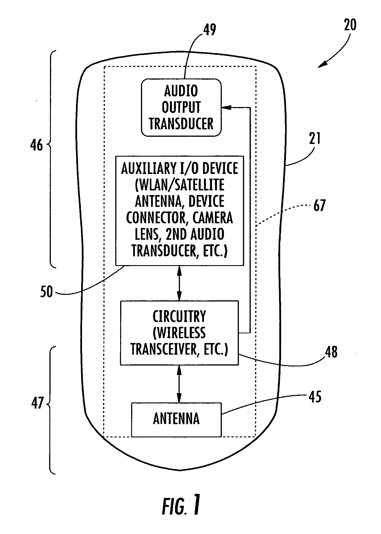 Mobile wireless communications device comprising multi-frequency band antenna and related methods