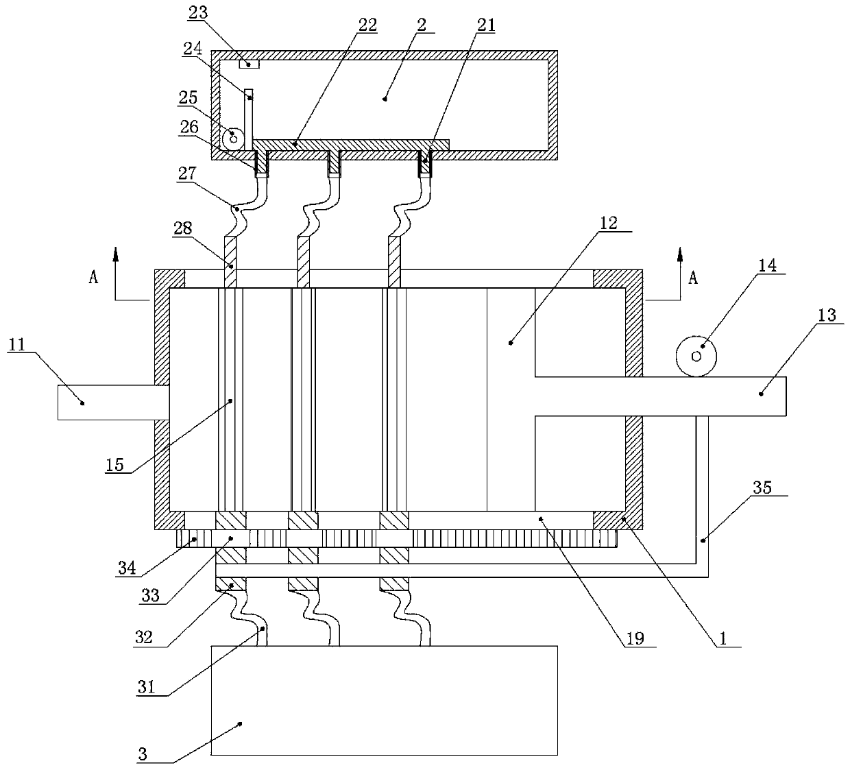 A waste collection device for cardboard processing