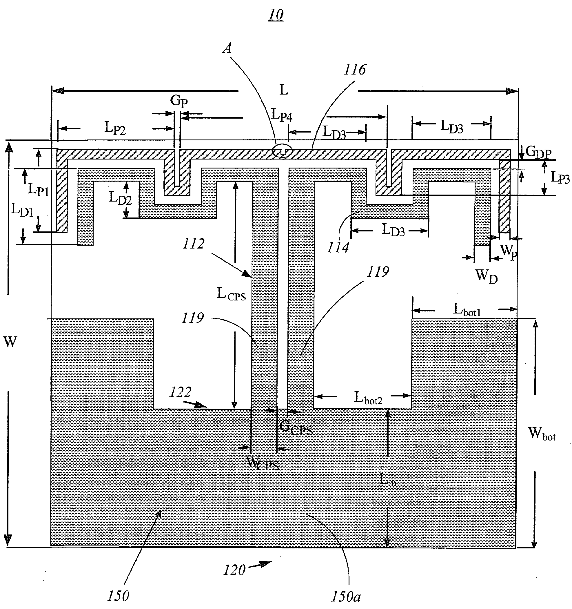 Ultra high frequency planar antenna