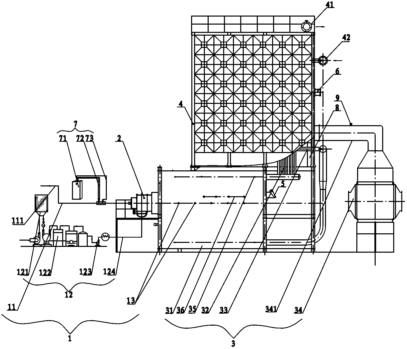 Efficient oxygen-enriched-combustion multiple-unit-powder heat transfer oil boiler system