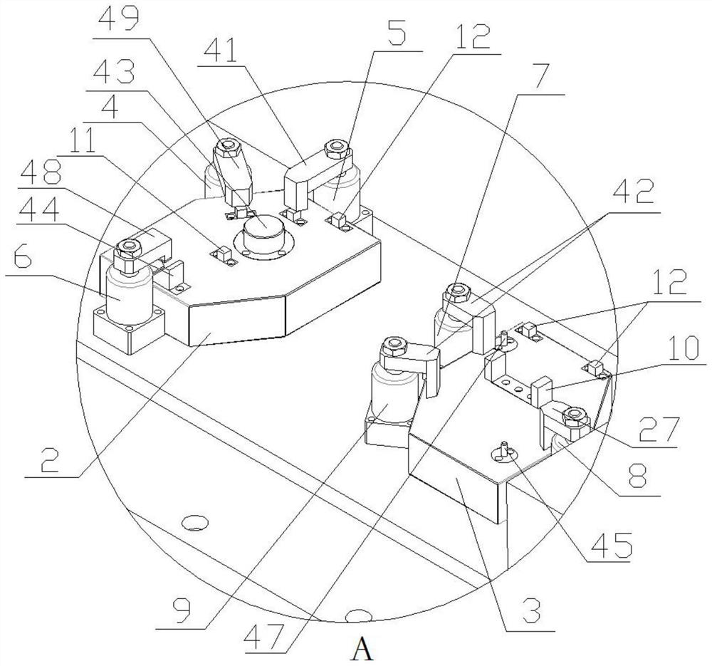 Fourth-shaft double-station hydraulic clamp of thin-wall shell of wheat seed sowing device