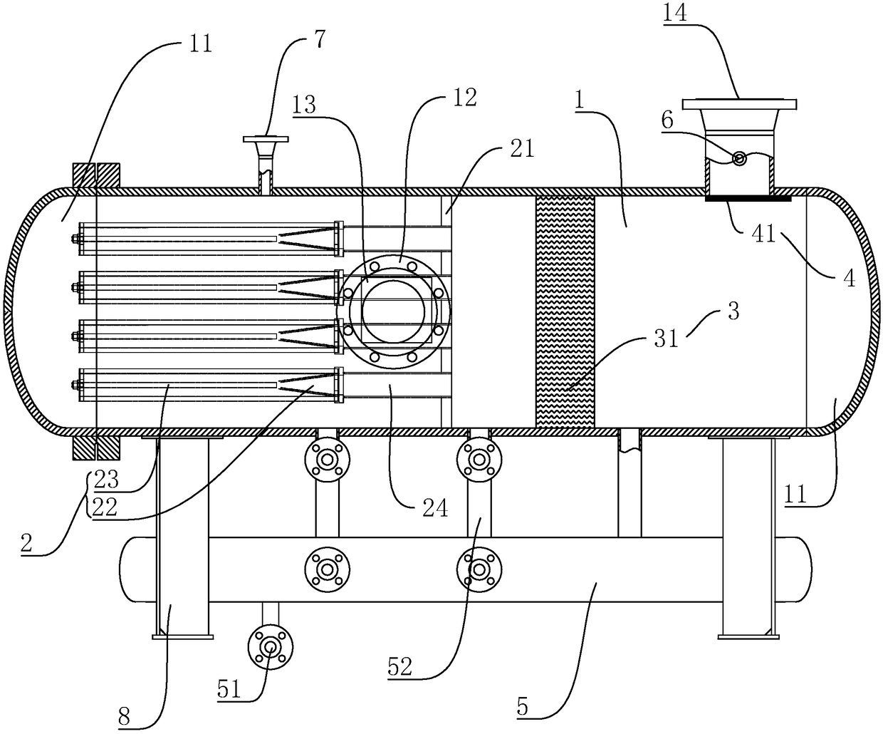 Horizontal multi-stage separator