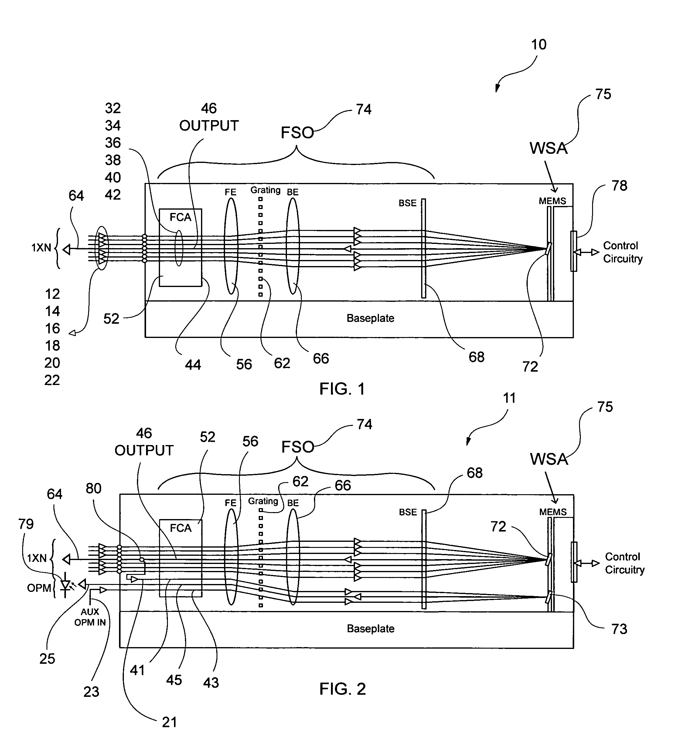 Beam steering element and associated methods for manifold fiberoptic switches and monitoring