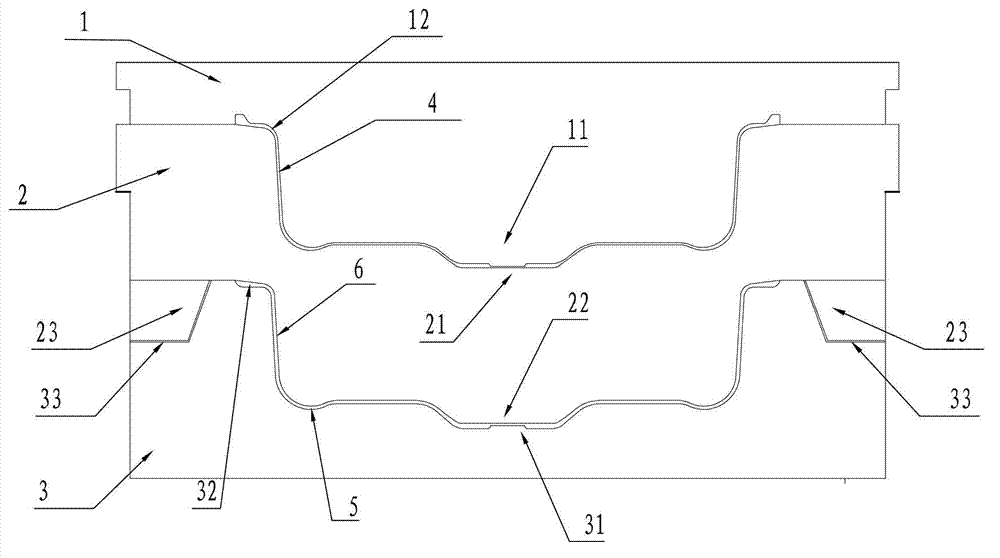 Once-shaped forming die of air chamber rubber diaphragm and forming process