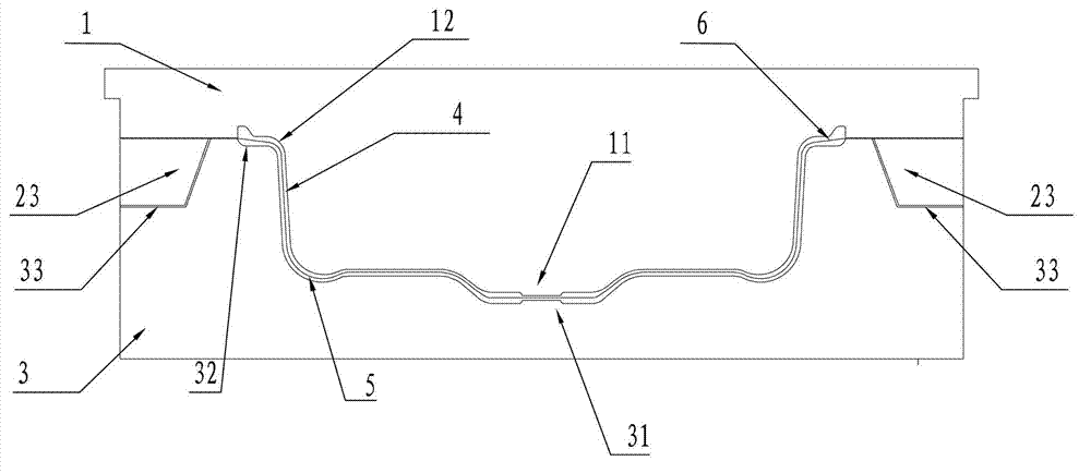 Once-shaped forming die of air chamber rubber diaphragm and forming process