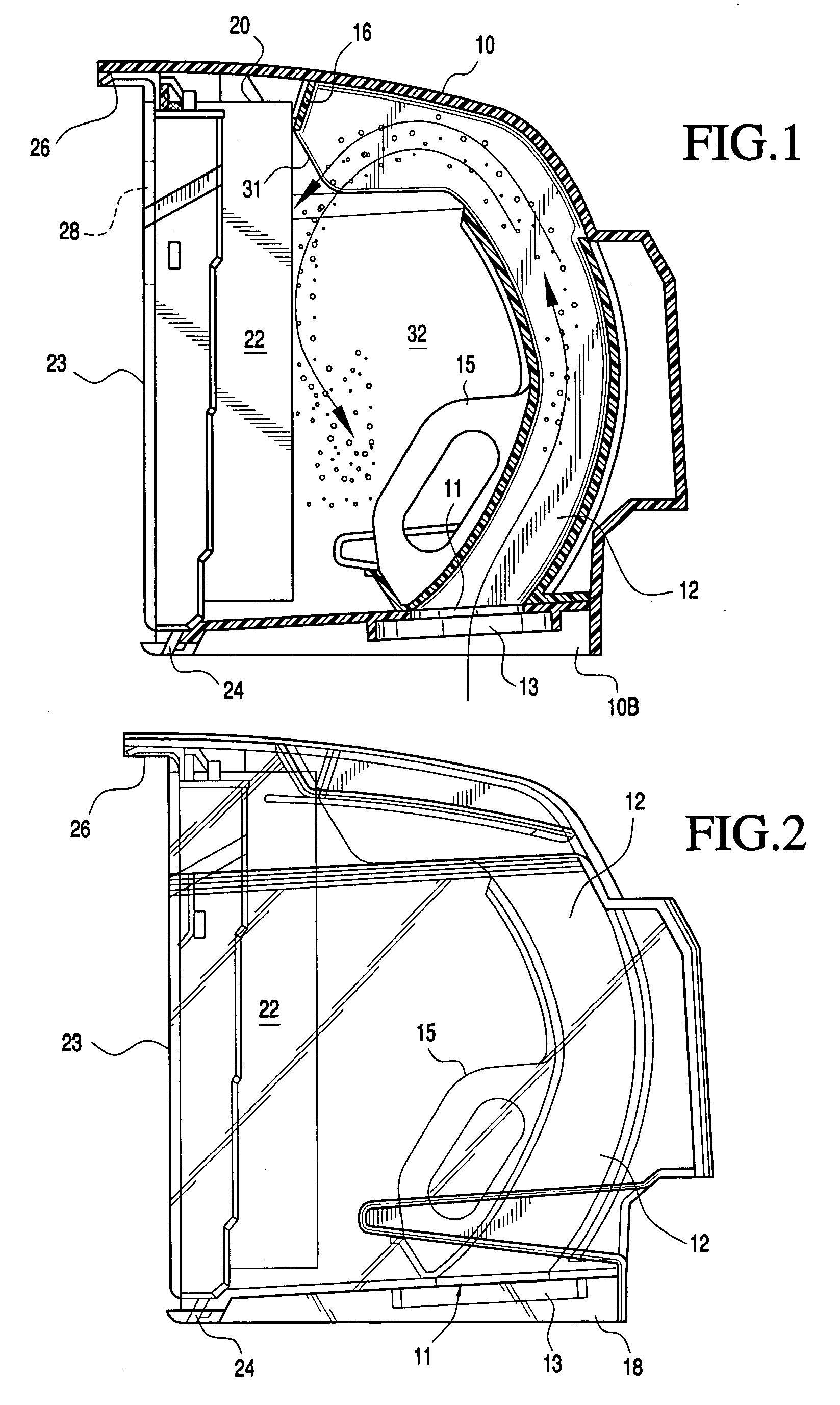 Dust bin and filter for robotic vacuum cleaner