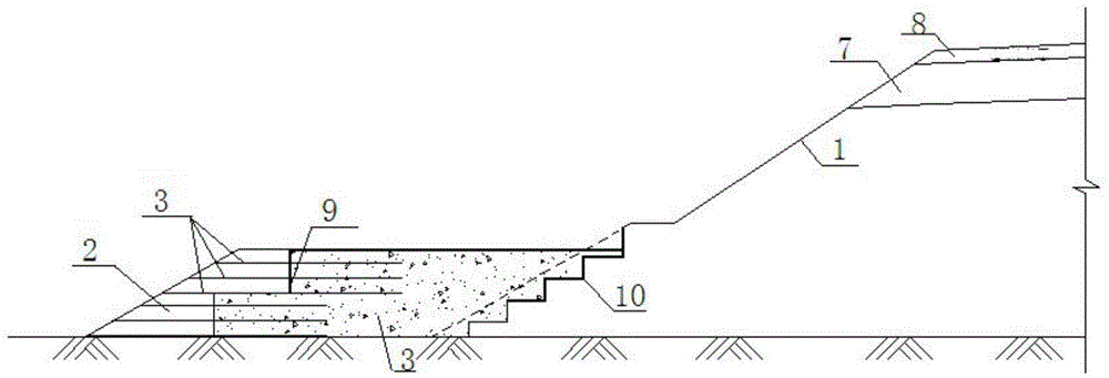 Light soil side wide roadbed structure for railway