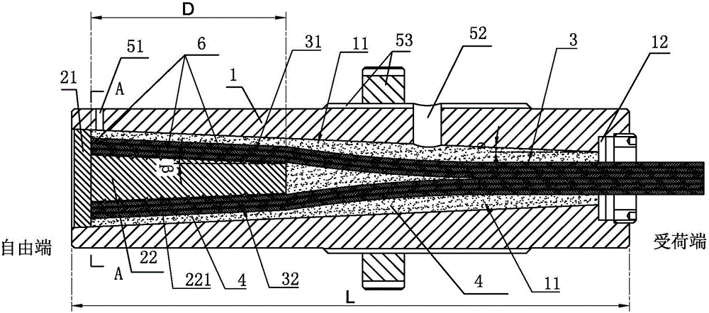 Large-tonnage carbon fiber superimposed plate bundle anchorage