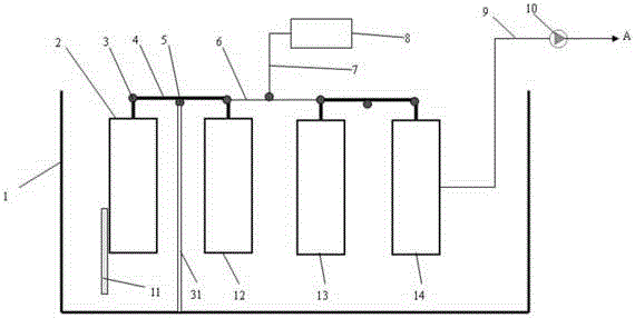 Submerged membrane separation device and its operating method