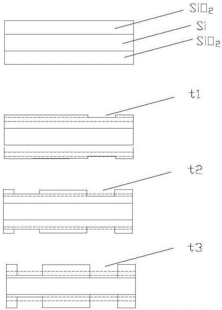 MEMS sandwich accelerometer sensitive chip wet etching processing method