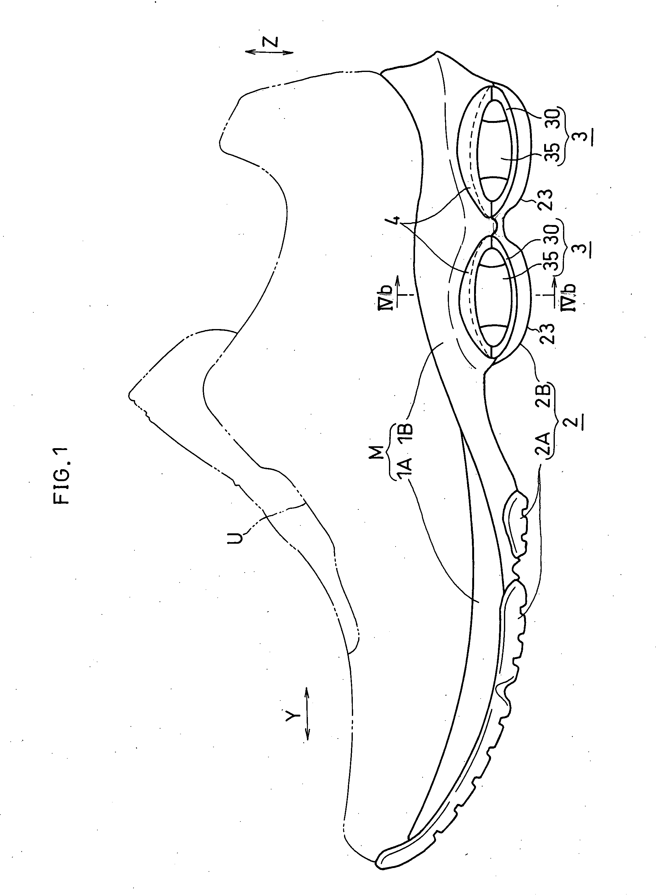 Shock absorbing device for shoe sole in rear foot part