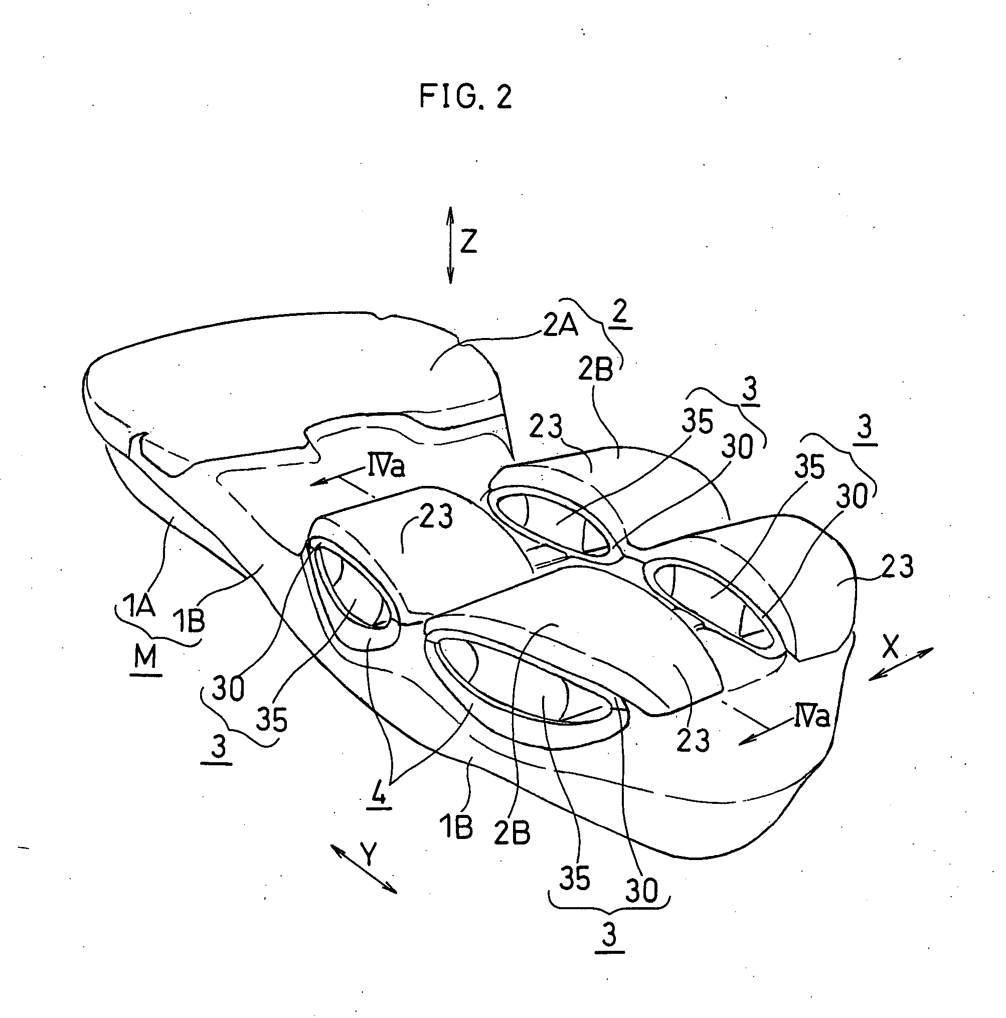 Shock absorbing device for shoe sole in rear foot part