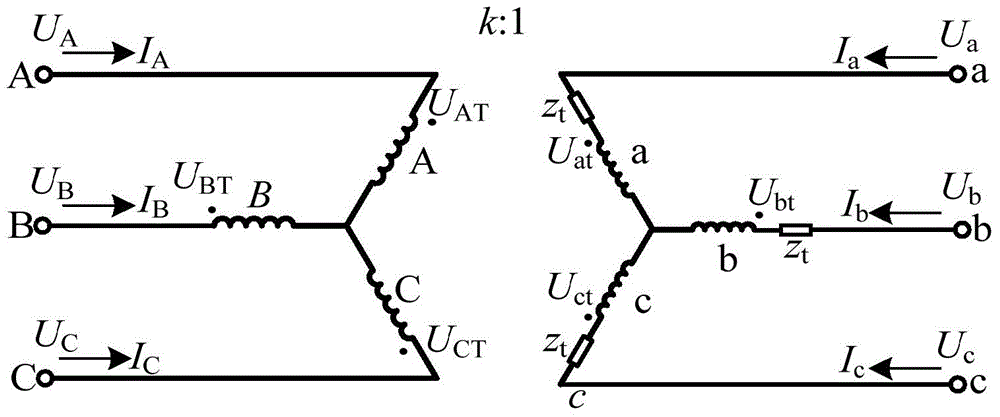 Three-phase transformer modeling method for asymmetrical load flow calculation of power grid