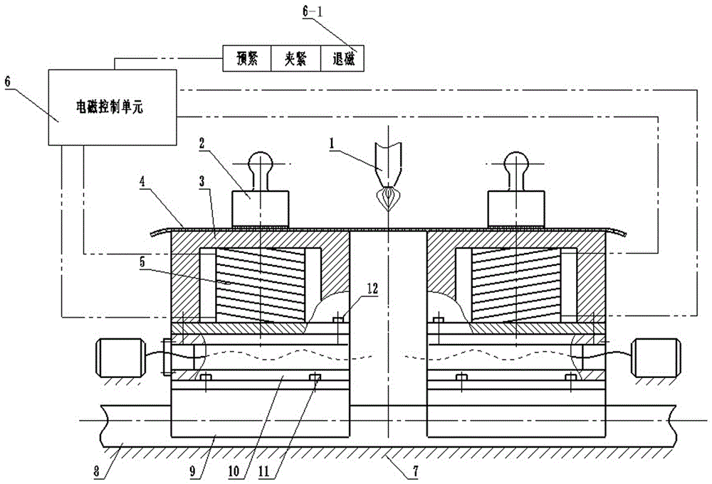 An optical fiber fusion tapering machine equipped with an optical fiber electromagnetic clamping device