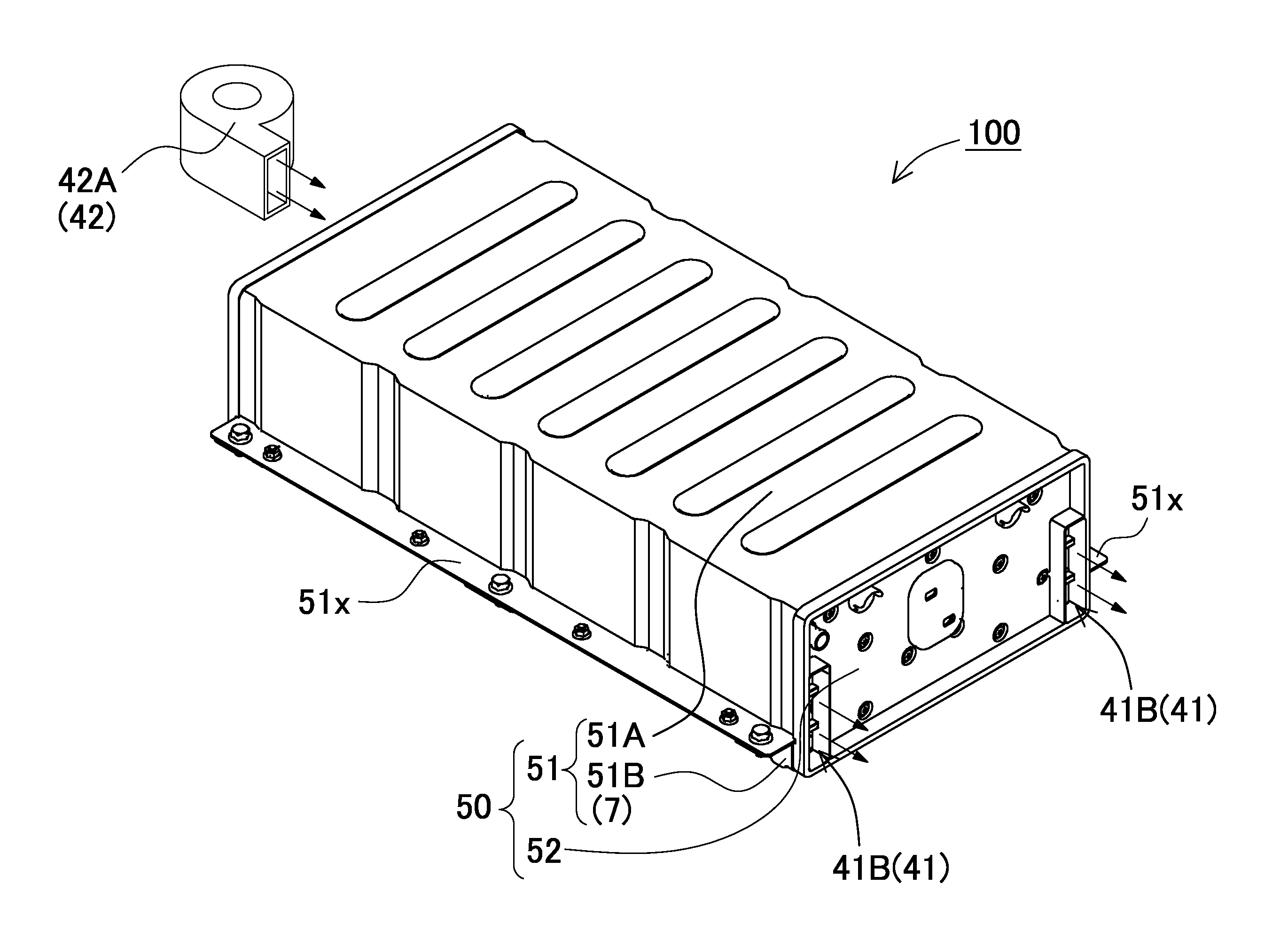 Power supply device, power-supply-device separator, and power-supply-device-equipped vehicle